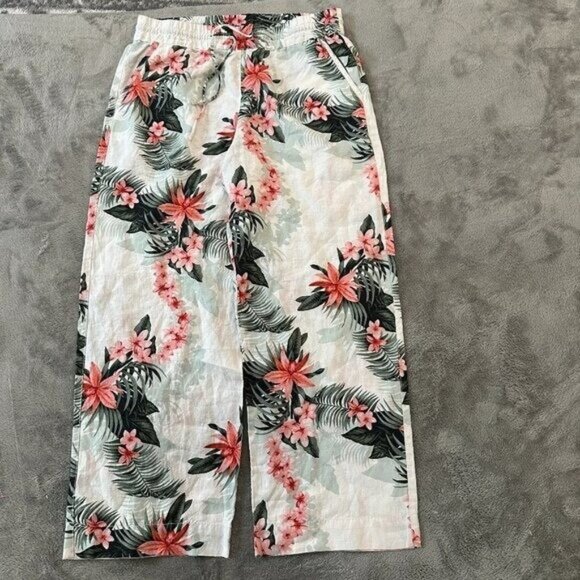 NWT Tommy Bahama 100% Linen Wide Leg Full Length Pants LARGE Everglade Oasis - Picture 1 of 6